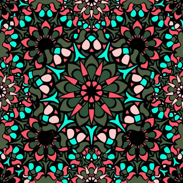 Patrón elegante sin costuras con elementos florales y Mandala — Vector de stock