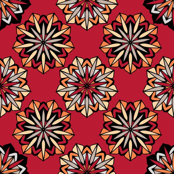 Elegantes, nahtloses Muster mit floralen und Mandala-Elementen — Stockvektor