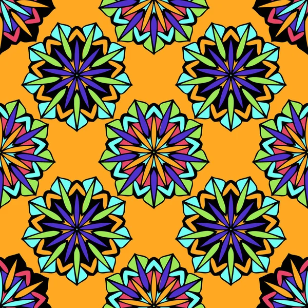 Patrón elegante sin costuras con elementos florales y Mandala — Vector de stock