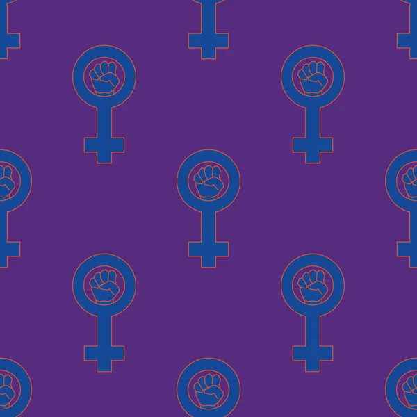 Roxo Azul Colorido Venus Espelho Feminismo Sem Costura Padrão Design — Vetor de Stock