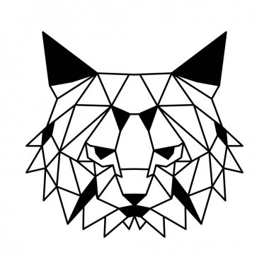 Kızgın bir kedi düşük poligon portresi. Güzel vektör grafik illüstrasyon Eps 8