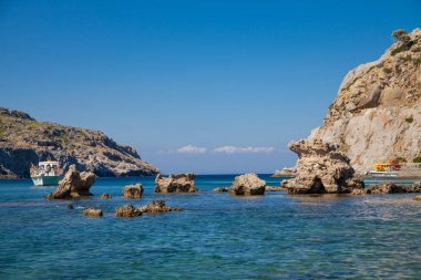 Anthony Quinn Bay, Rhodes Faliraki içinde. Güzel plajda olduğunu