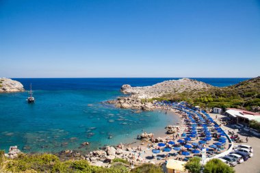 Sahilden sahile Faliraki, Yunanistan Rodos Adası.