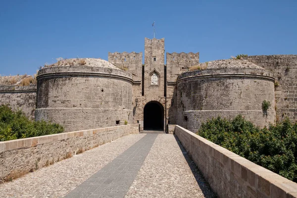 Rhodos Griekenland Mei 2018 Ruïnes Van Muren Van Het Kasteel — Stockfoto