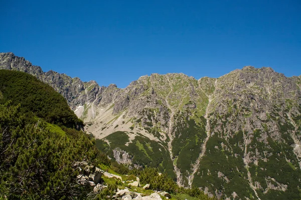 Vista de cima. Trilha para o vale de cinco lagoas. Montanhas Tatra em Zakopane . — Fotografia de Stock