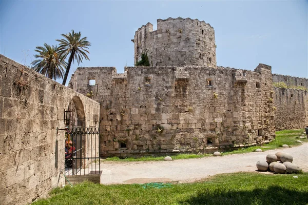 Ruins of the castle and city walls of Rhodes. Defensive Fortress of the Joannites. .Historic castle on the shores of the Aegean and Mediterranean.