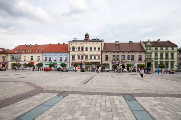 Oświęcim Sierpnia 2017 Główny Plac Miasta Kamienice Wokół Głównego Placu — Zdjęcie stockowe