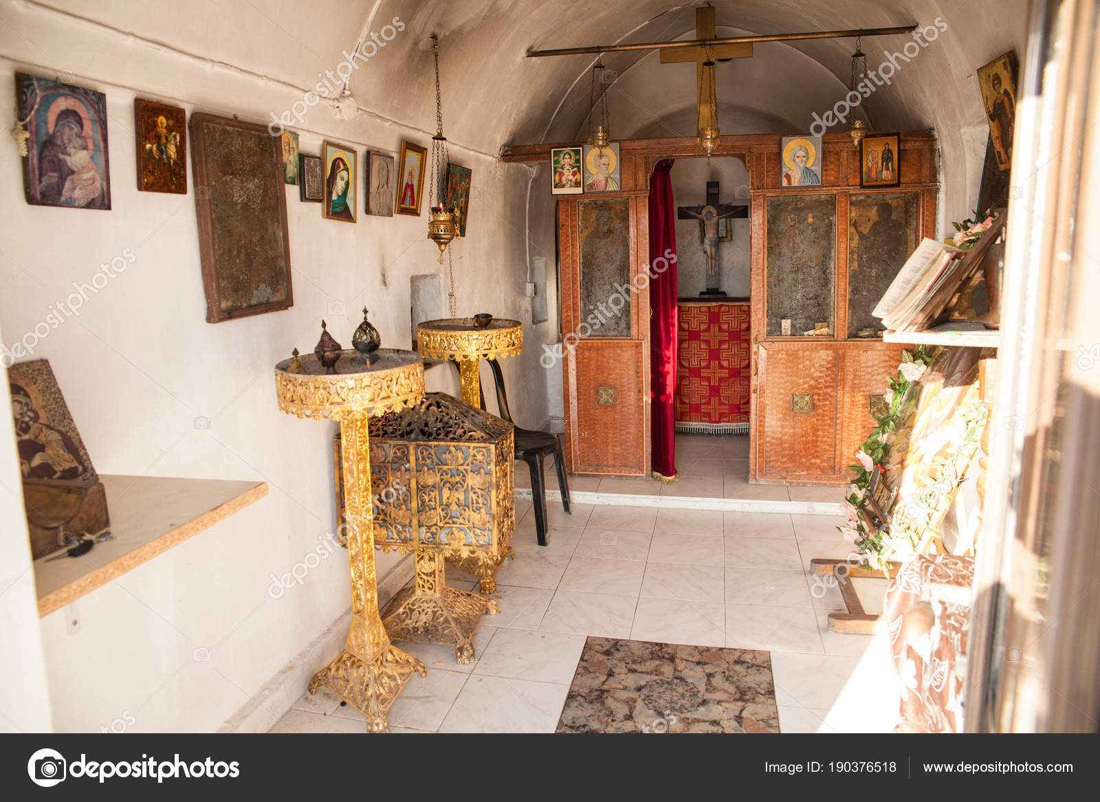 Interior Old Chapel Hill Small Church Faliraki Greek Town