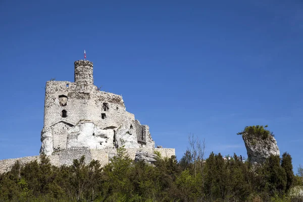 Ruinerna Slottet Mirow Bredvid Castel Bobolice Slottet Den Byn Mirow — Stockfoto
