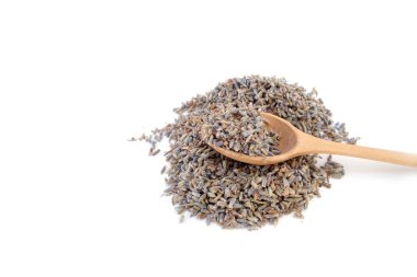 Lavanta beyaz tahta kaşıkla izole