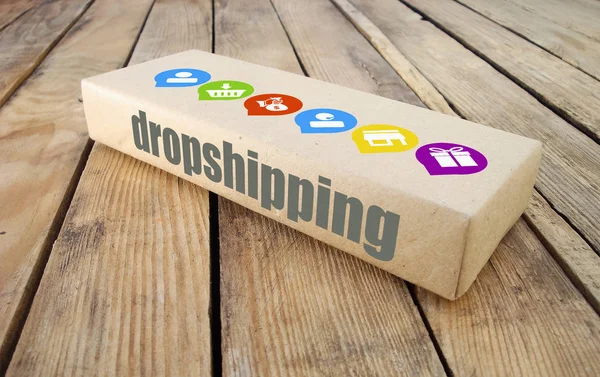 Hur Drop Shipping fungerar. Det är en enkel affär. Drop Shipping koncept. — Stockfoto