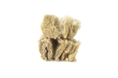 Mineral yün izolasyon için. Fiberglas beyaz izole.
