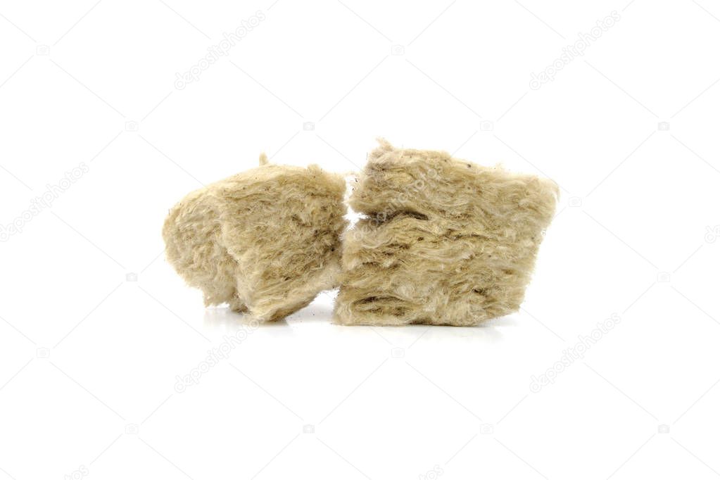 Mineral wool for insulation. The fiberglass is isolated on white.