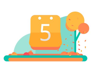 5 Ekim takvimi. Vektör düz tasarımı.