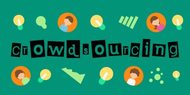Crowdsourcing iş. Vektör düz tasarımı. El ilanı ya da broşür.