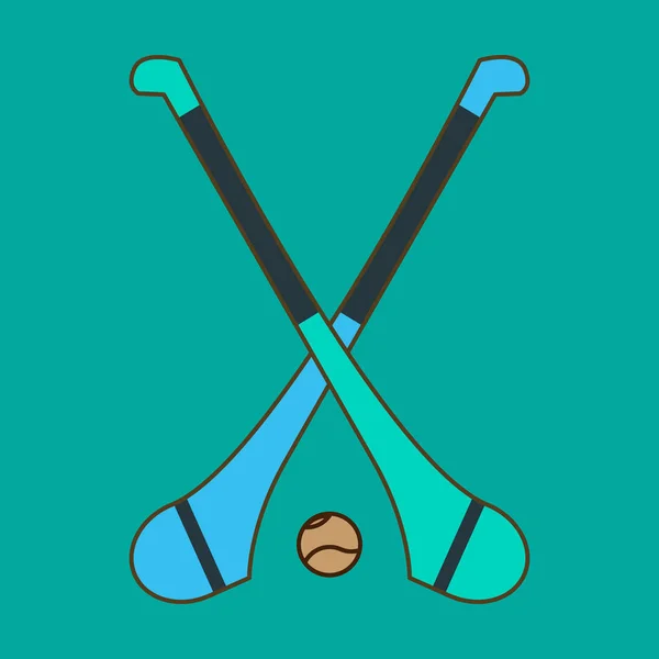 Vektör fırlatan oyunu. İrlandalı hurling. Hurley ve sliotar.