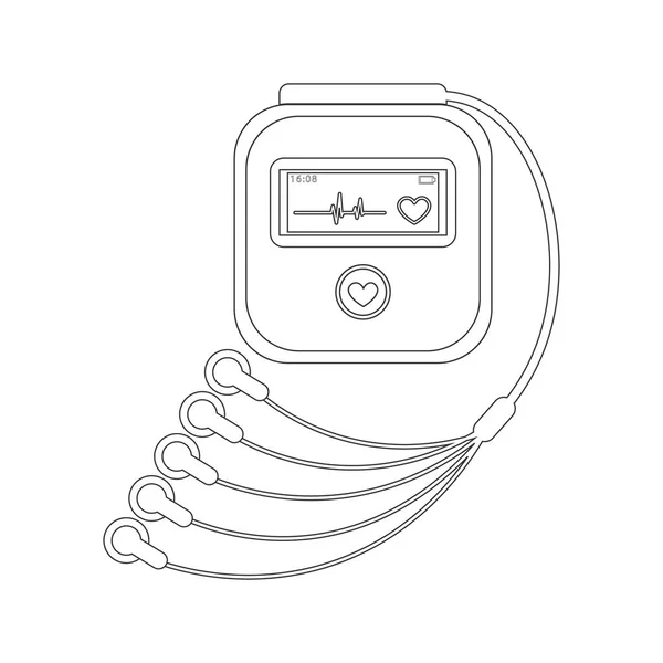 Monitorização diária do ECG. Holter para uso diário. O dispositivo monitora o sangramento do coração. E pode prevenir um ataque cardíaco — Vetor de Stock