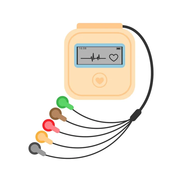 Monitoreo diario del ECG. Holter para uso diario. El dispositivo monitorea el sangrado del corazón. Y puede prevenir un ataque al corazón — Archivo Imágenes Vectoriales