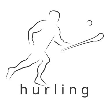 Logo vektör fırlatan oyunu. İrlandalı hurling. Hurley ve sliotar