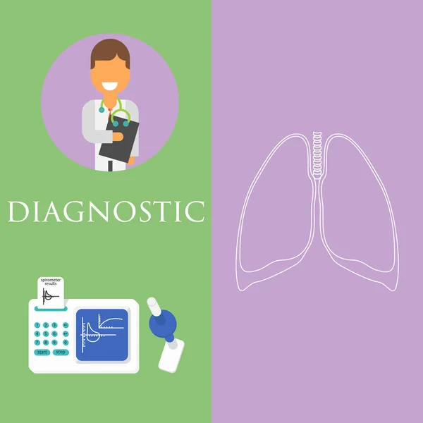 Spirometer medical equipment. The device determines the volume of the lungs. Vector flat icon — Stock Vector