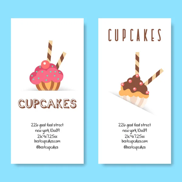 Padaria vetor de fundo plana. Cupcakes e bolos conjunto de banner —  Vetores de Stock