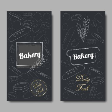 Fırın arka plan vektör düz. Ekmek ve hamur işleri küme banner