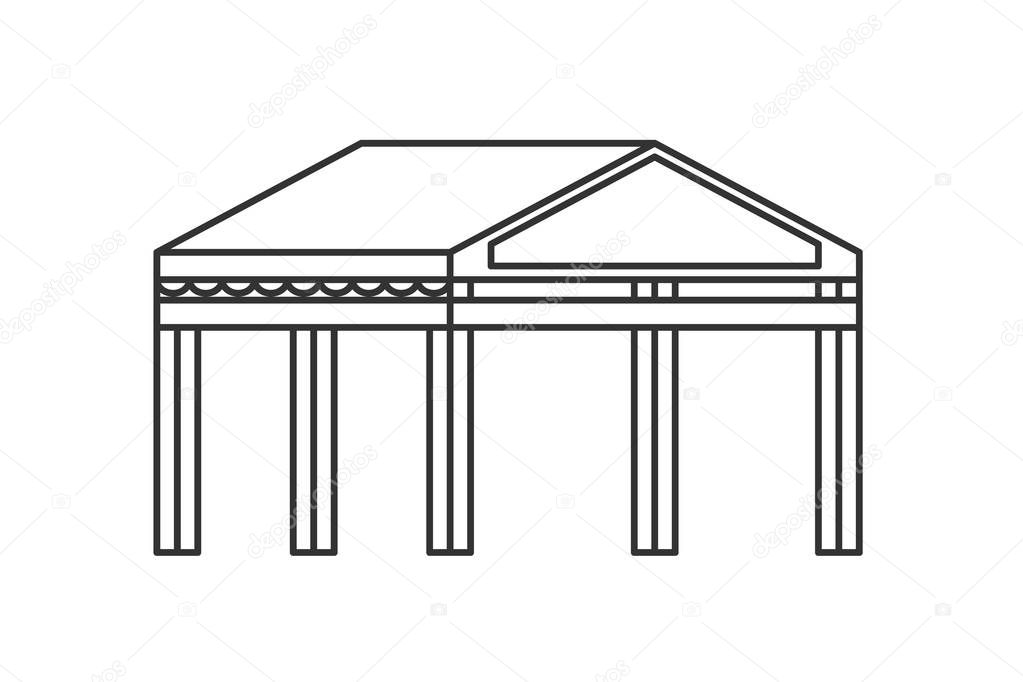 Carport for cars at home. Vector carport design in flat lines