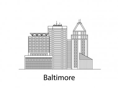 Baltimore kroki. Şehir hatlarında etiket. Vektör anahat