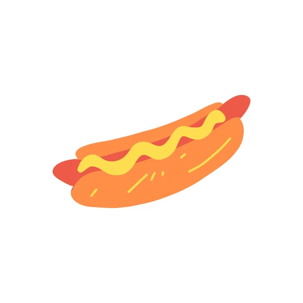 Bright banner hot dog desenhado à mão, desenho animado plana . —  Vetores de Stock