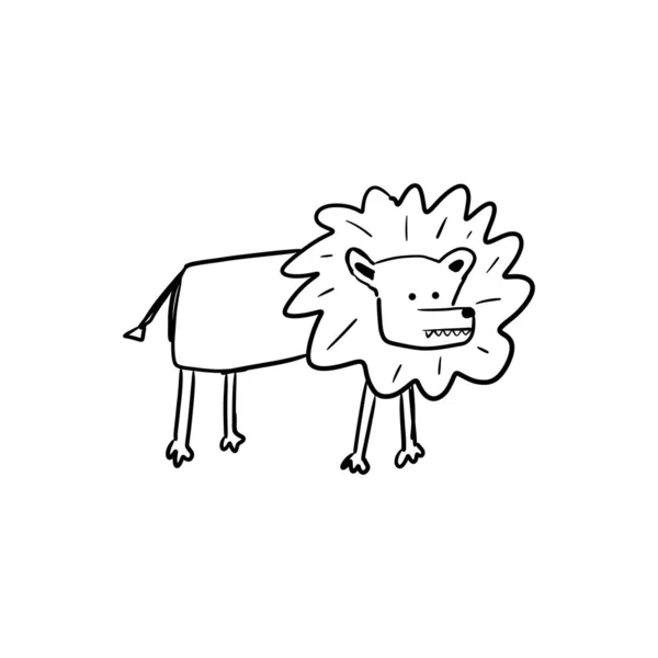 Affiche lumineuse croquis rapide lion animal dessiné à la main . — Image vectorielle