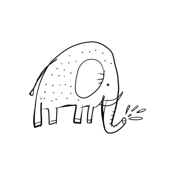 Cartel informativo dibujado a mano elefante animal . — Archivo Imágenes Vectoriales