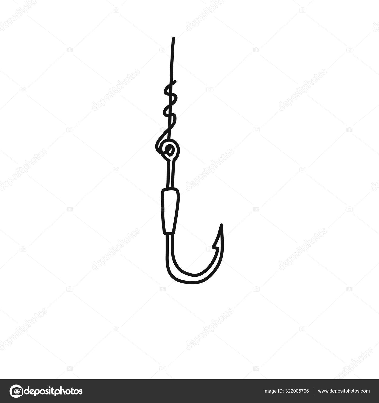 Bright banner big hook fishing hand drawn sketch. Stock Vector by