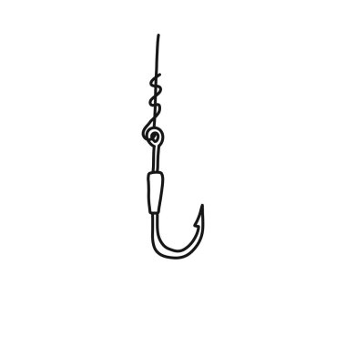 Parlak afiş büyük kanca balıkçı el çizimi.