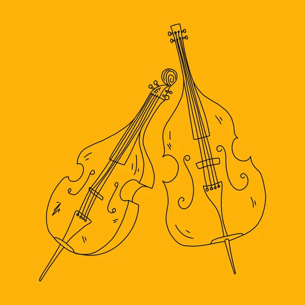 Cognitive flyer double bass sketch hand drawn. — Stock Vector