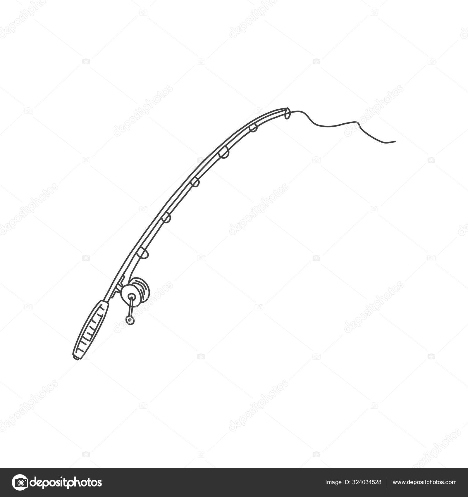 United fishing rod, sketch hand drawn fish art. Stock Vector by