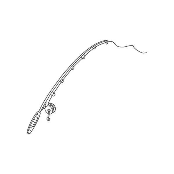 Canne à pêche unie, croquis art du poisson dessiné à la main . — Image vectorielle