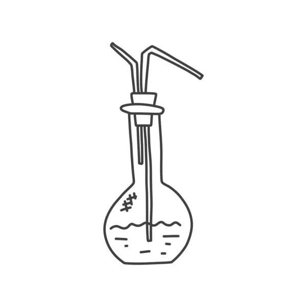 시험관 유리 화학, 손으로 그린 스케치. — 스톡 벡터