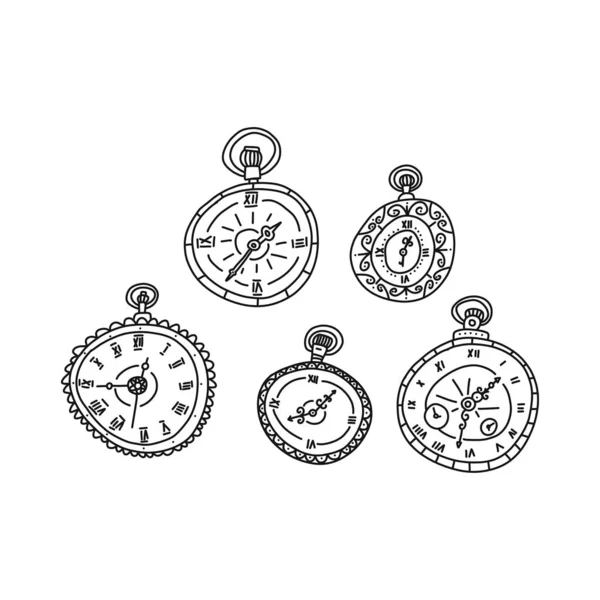 Informative flyer pocket watch sketch hand drawn. Stock Illustration