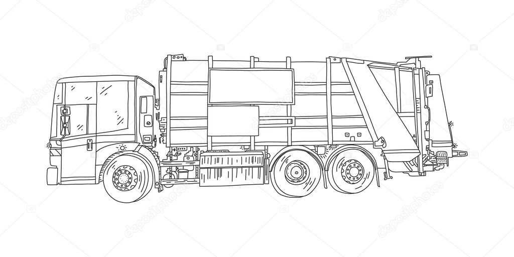 Garbage collection vehicle, vector illustration.