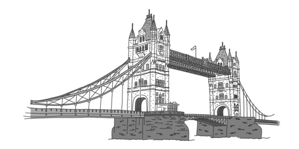London bro, stödtorn i mitten bro. — Stock vektor