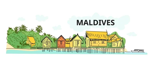 Приглашение туриста на объединенные Мальдивы-2020 — стоковый вектор