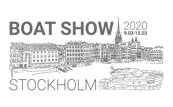 2020 Bootsmesse Sportereignis, Skizze Stadtansicht. — Stockvektor