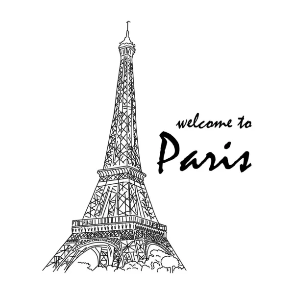 Banner-Inschrift willkommen auf dem Pariser Eiffelturm. — Stockvektor