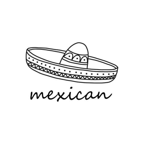 Sombrero sur fond blanc écrit mexicain . — Image vectorielle