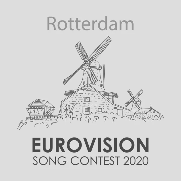 碑文ロッテルダムユーロビジョンソングコンテスト2020 — ストックベクタ