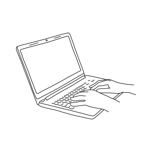 Ręce Leżą Klawiaturze Laptopa Ilustracja Wektora Praca Internecie Miejsce Pracy — Wektor stockowy