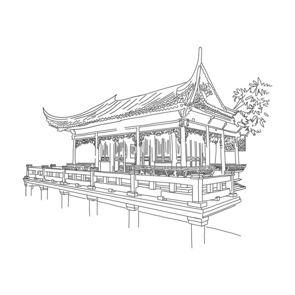 Shanghai famoso hito durante la cuarentena, boceto — Vector de stock