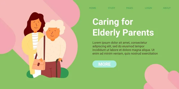 A poszter az idős szülők gondozásáról szól.. — Stock Vector