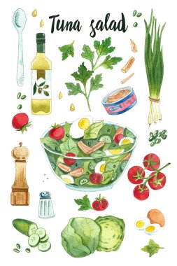 Set of eco food for design paper, wallpaper, packaging, web, menu, background. Watercolor hand drawn.