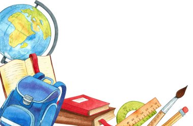 Okul malzemelerinin çerçevesi. El Karalamaları illüstrasyonu. Okula geri dön..